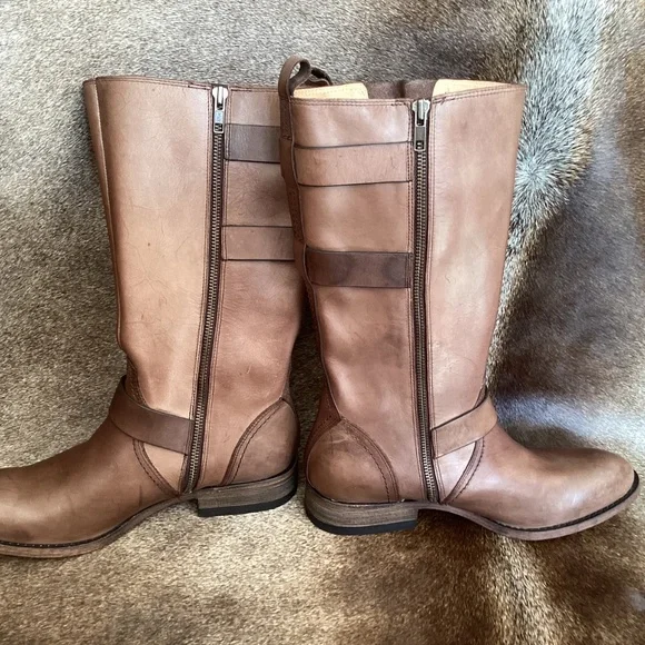 Spirit Lucchese Boot Co Mid Height Wrap Detail Leather Boots - Picture 2 of 11